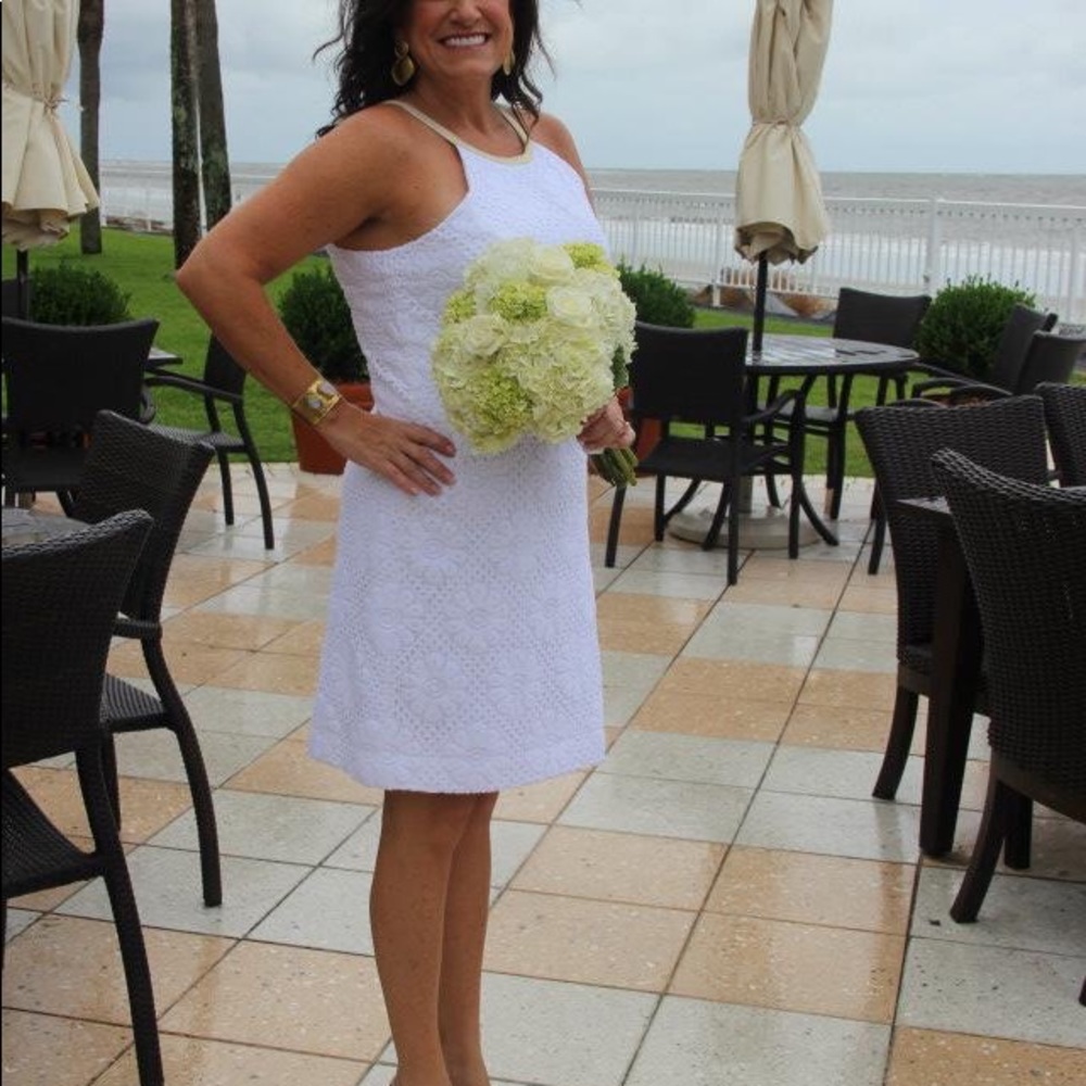 White lace halter dress